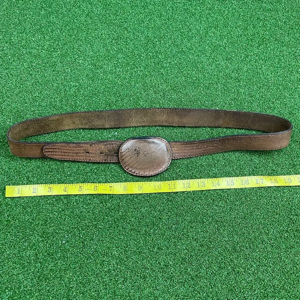 Vintage Brown Leather Western Belt Oval Buckle